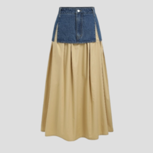 Jupe longue plissée bicolore