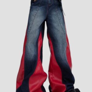 Pantalon Denim à Jambes Larges